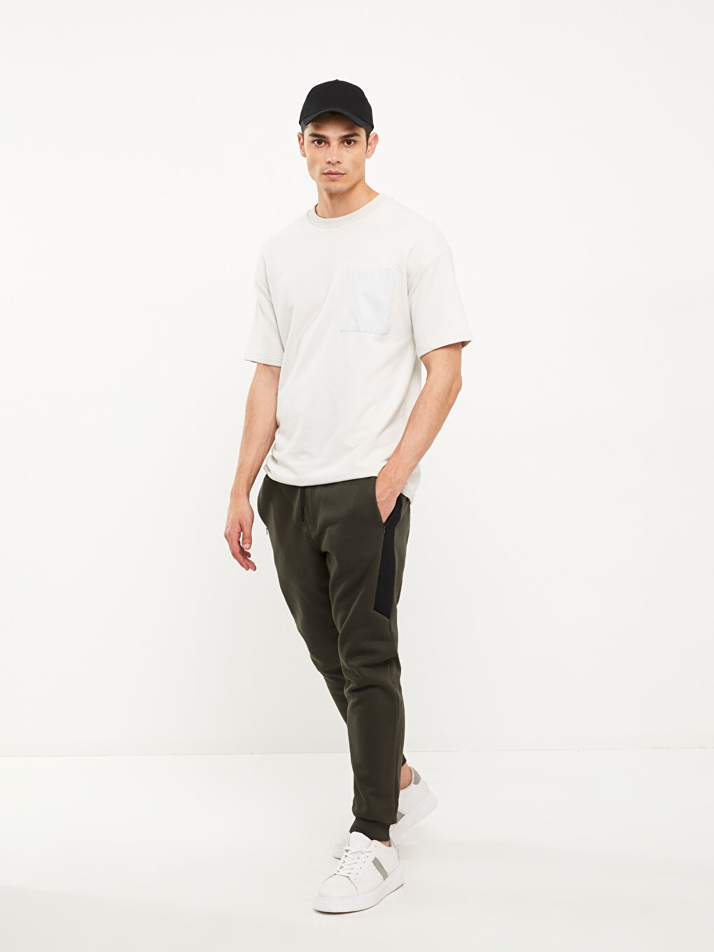 Haki Slim Fit Erkek Kalın Jogger Eşofman Altı-1