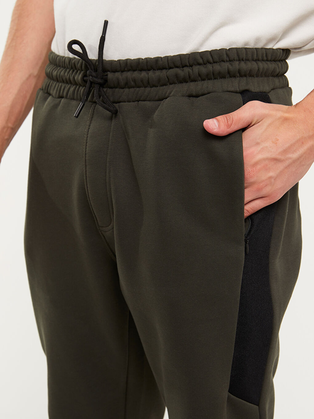 Haki Slim Fit Erkek Kalın Jogger Eşofman Altı-4