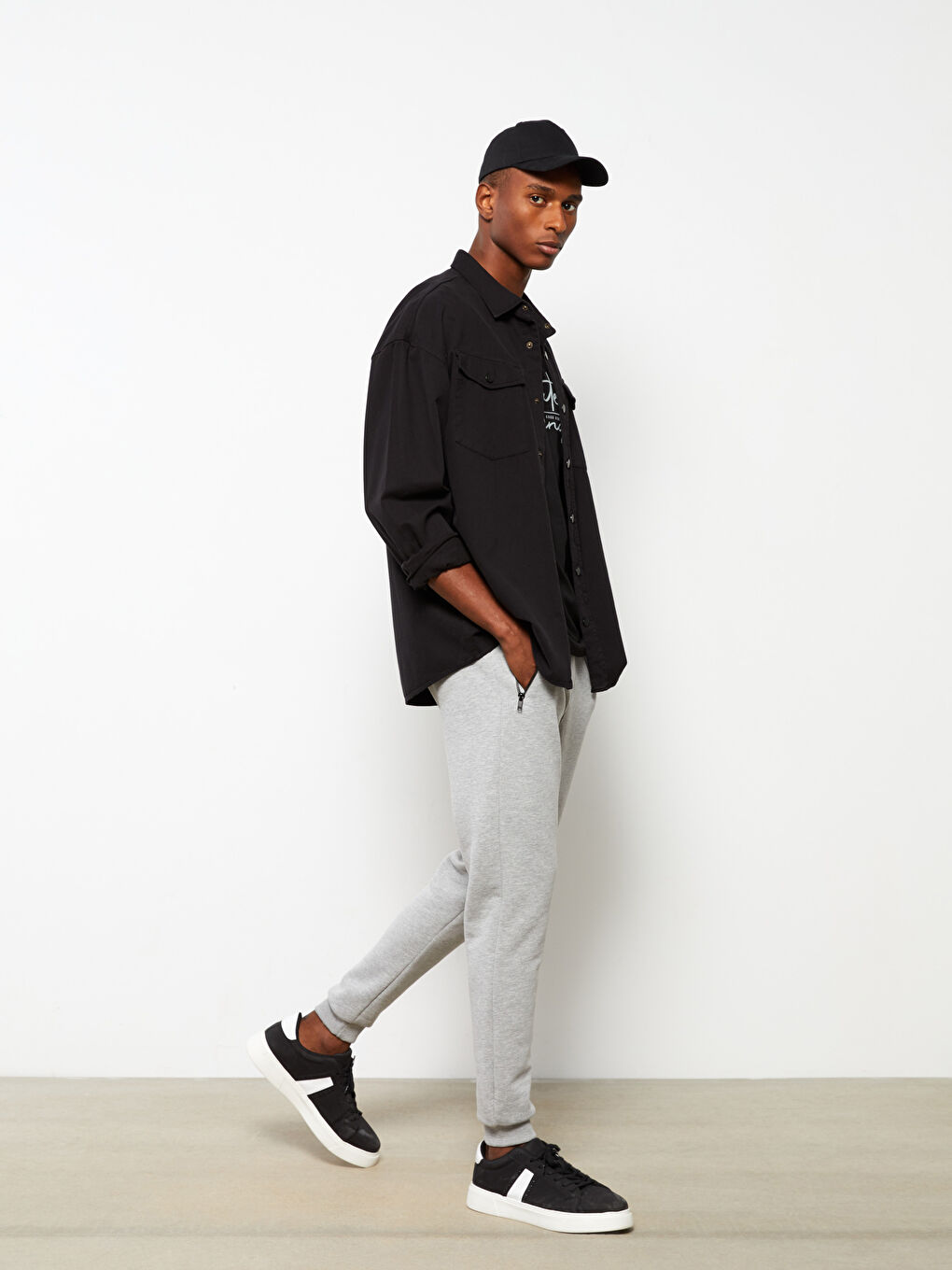 Gri Slim Fit Erkek Kalın Jogger Eşofman Altı