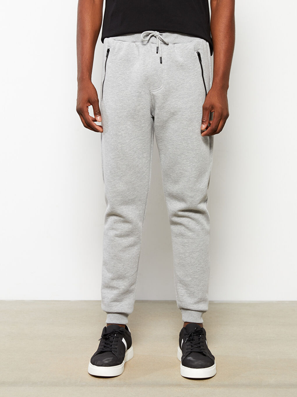 Gri Slim Fit Erkek Kalın Jogger Eşofman Altı-2