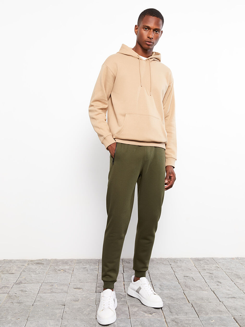 Haki Slim Fit Erkek Kalın Jogger Eşofman Altı