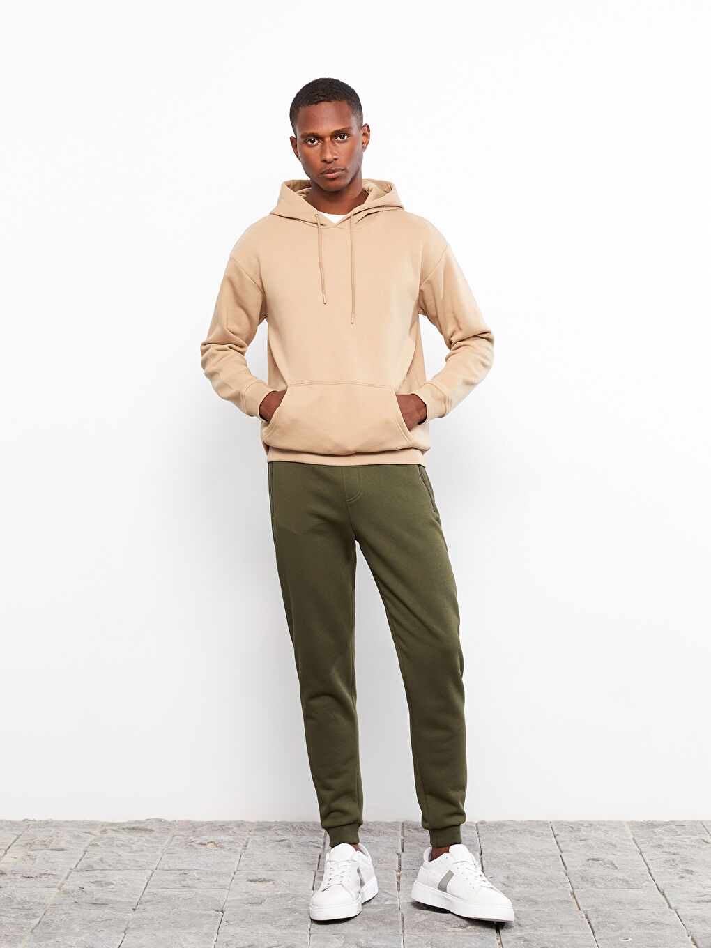 Haki Slim Fit Erkek Kalın Jogger Eşofman Altı-1