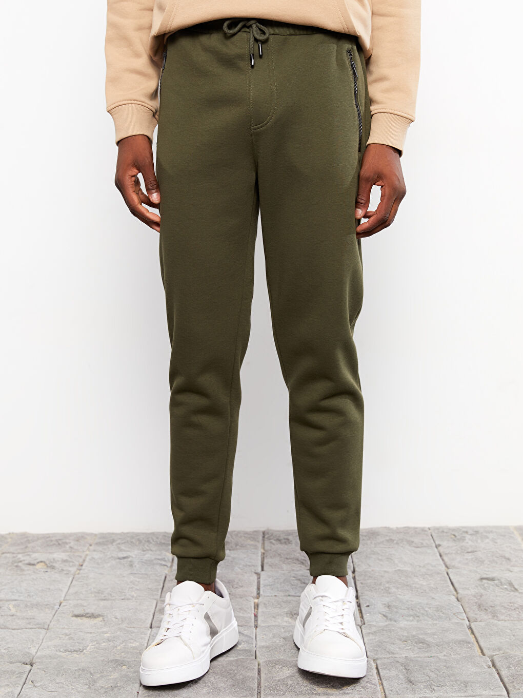 Haki Slim Fit Erkek Kalın Jogger Eşofman Altı-2