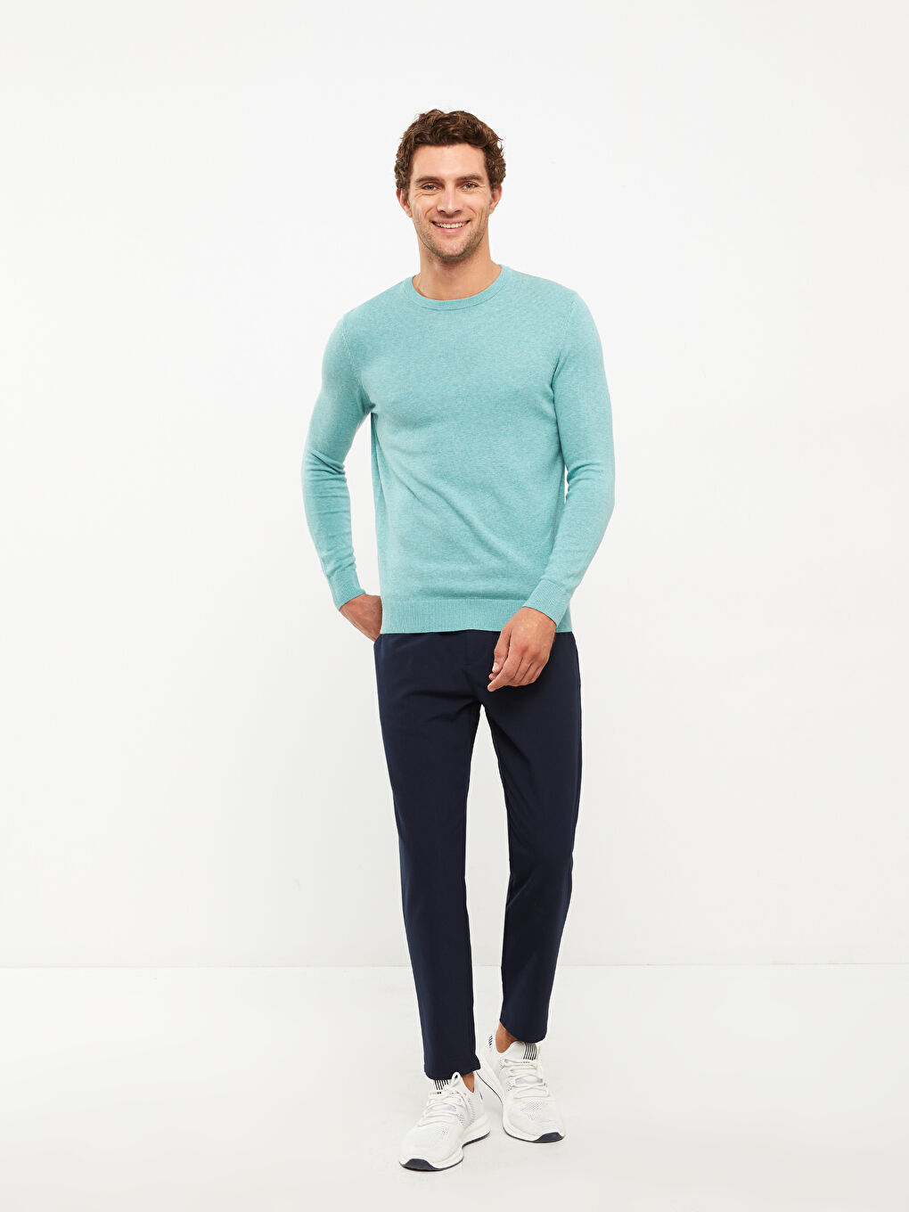 LC Waikiki Crew Neck Long Sleeve Men's Tricot Sweater -W20706Z8-GMK