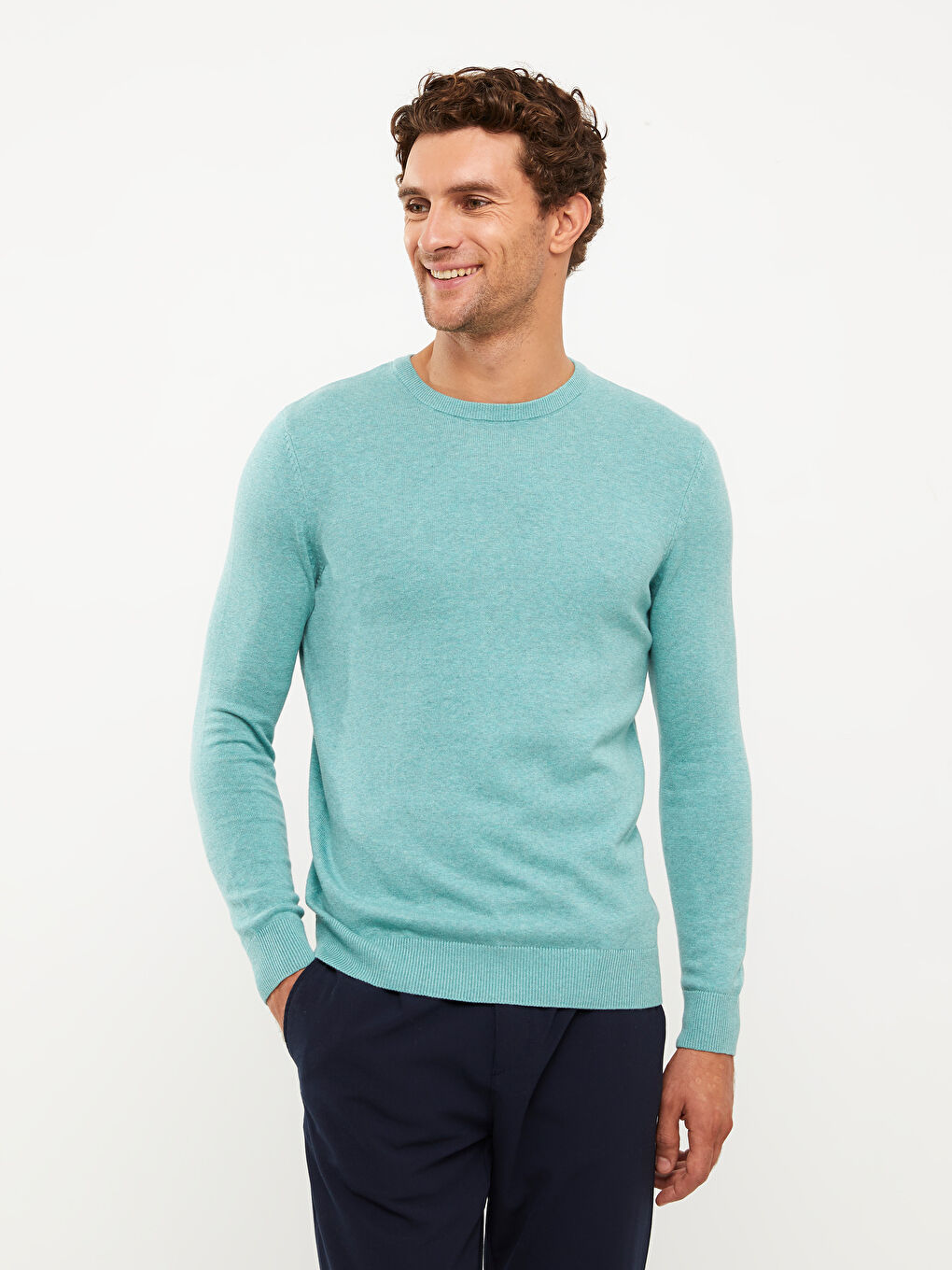 LC Waikiki Crew Neck Long Sleeve Men's Tricot Sweater -W20706Z8-GMK