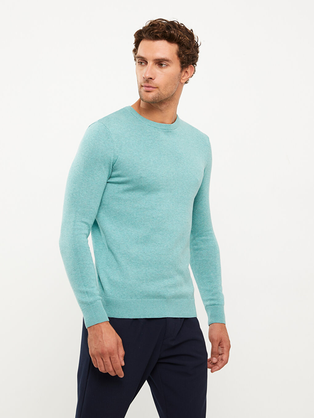 LC Waikiki Crew Neck Long Sleeve Men's Tricot Sweater -W20706Z8-GMK