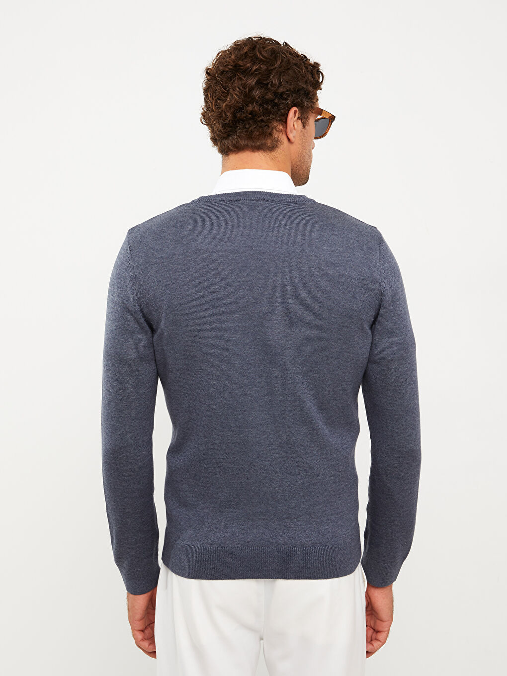 İndigo Bisiklet Yaka Erkek Triko Kazak-4