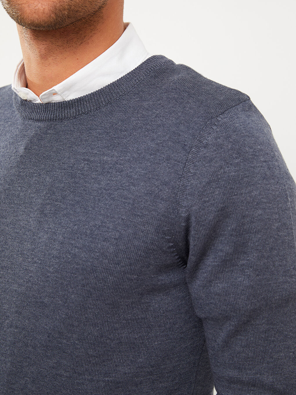 İndigo Bisiklet Yaka Erkek Triko Kazak-3