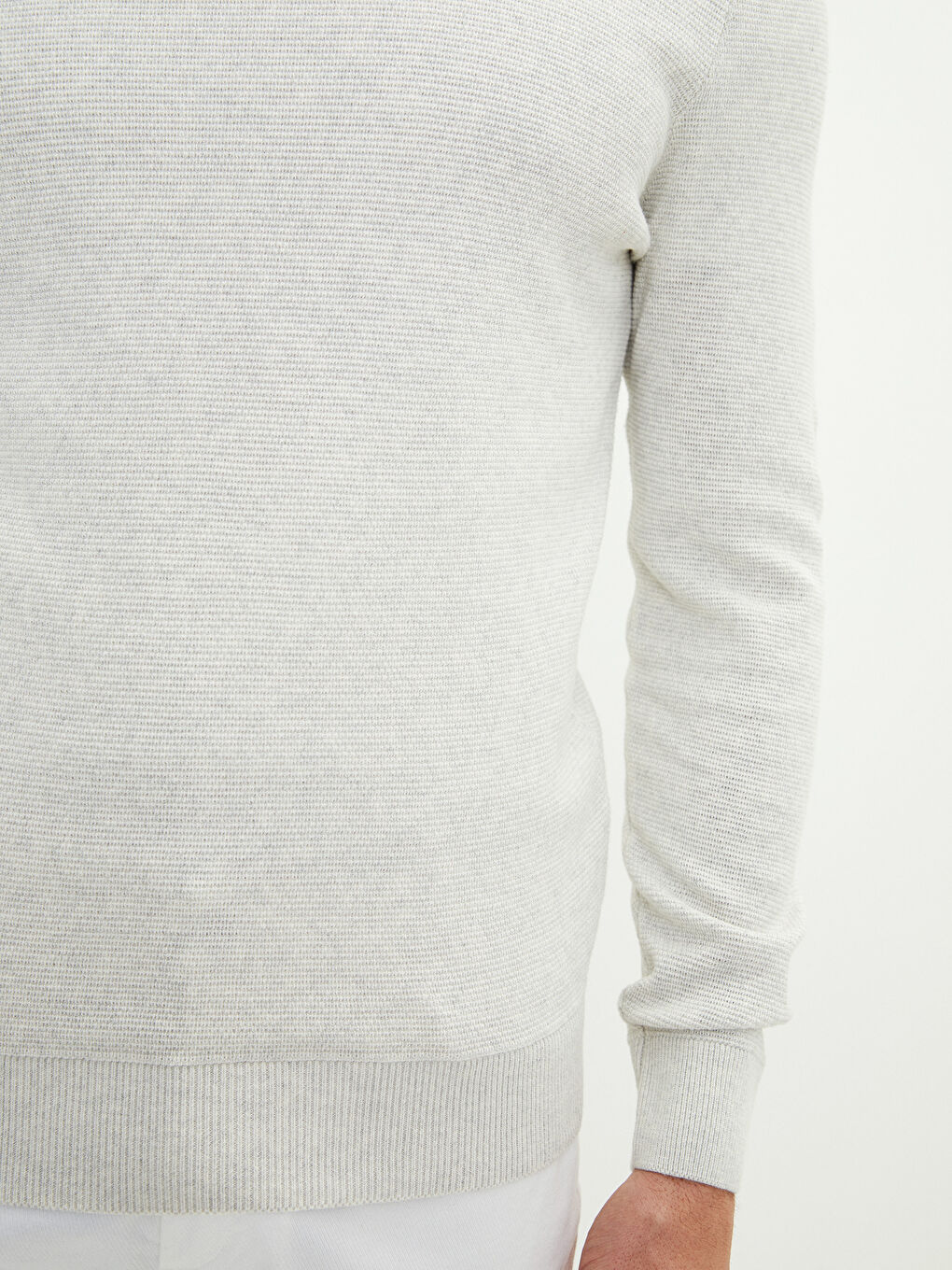 Crew Neck Long Sleeve Men's Tricot Sweater-3