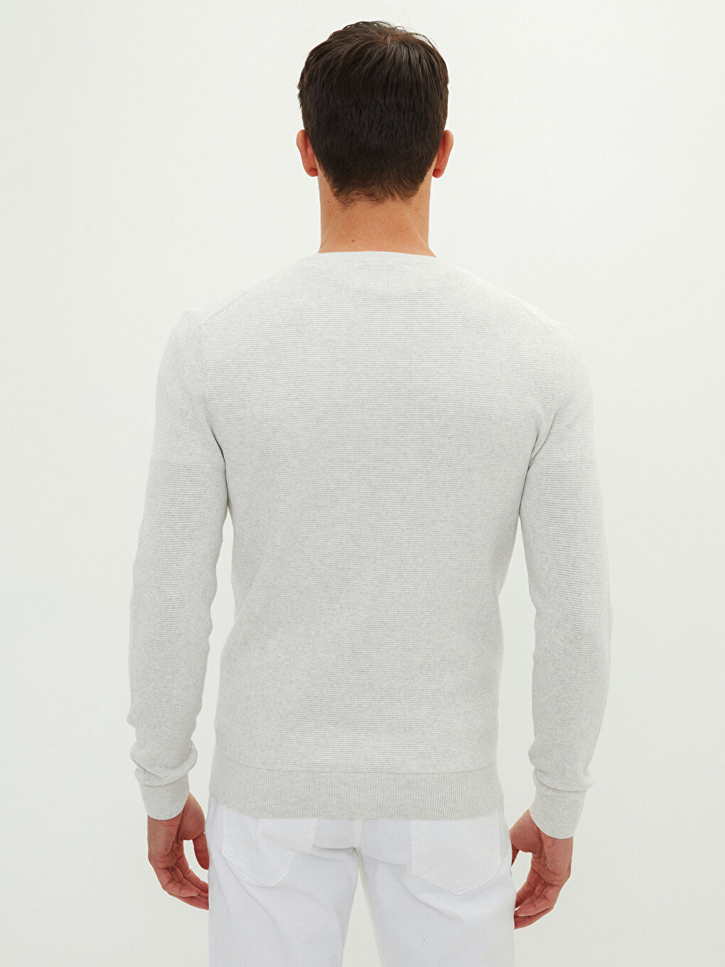 Crew Neck Long Sleeve Men's Tricot Sweater-4