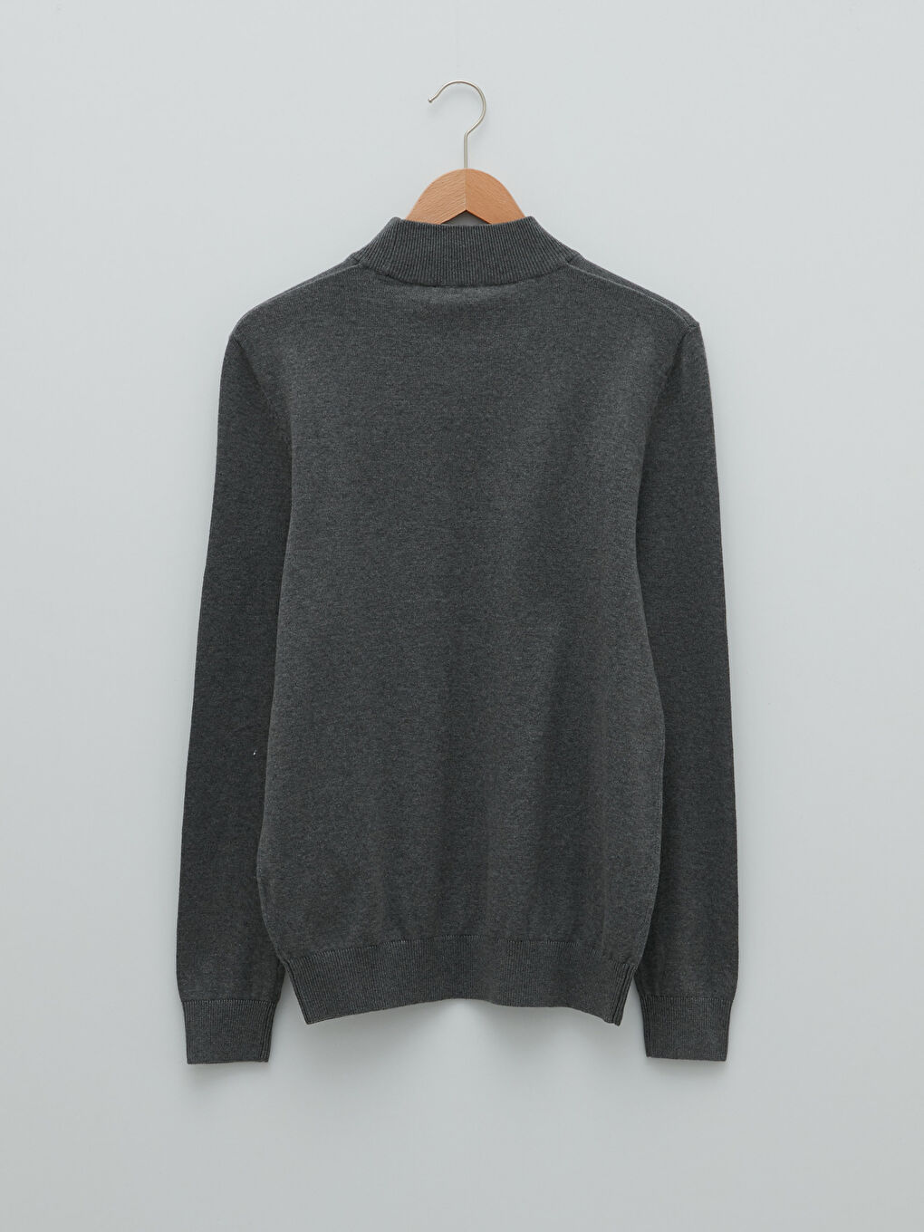 Gri Balıkçı Yaka Uzun Kollu Erkek Triko Kazak-6