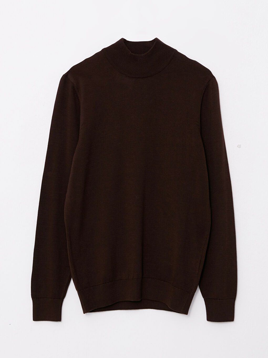 Kahverengi Balıkçı Yaka Uzun Kollu Erkek Triko Kazak-5