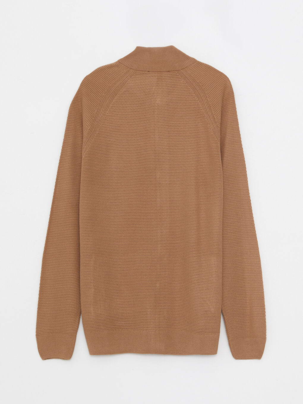 Kahverengi Standart Kalıp Dik Yaka Erkek Triko Hırka-5