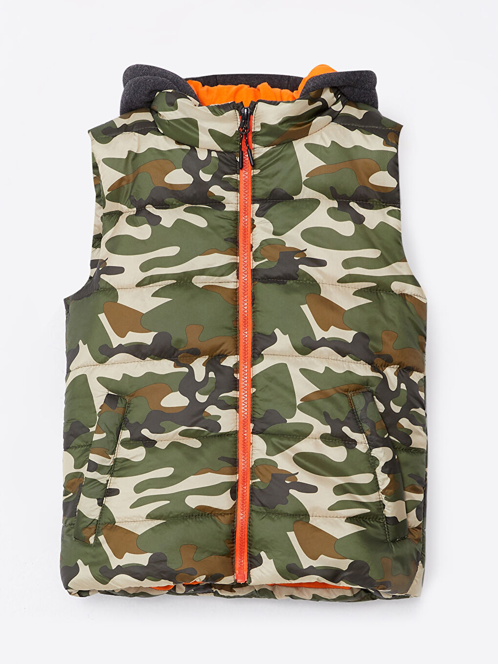 Hooded Camouflage Patterned Boys' Inflatable Vest