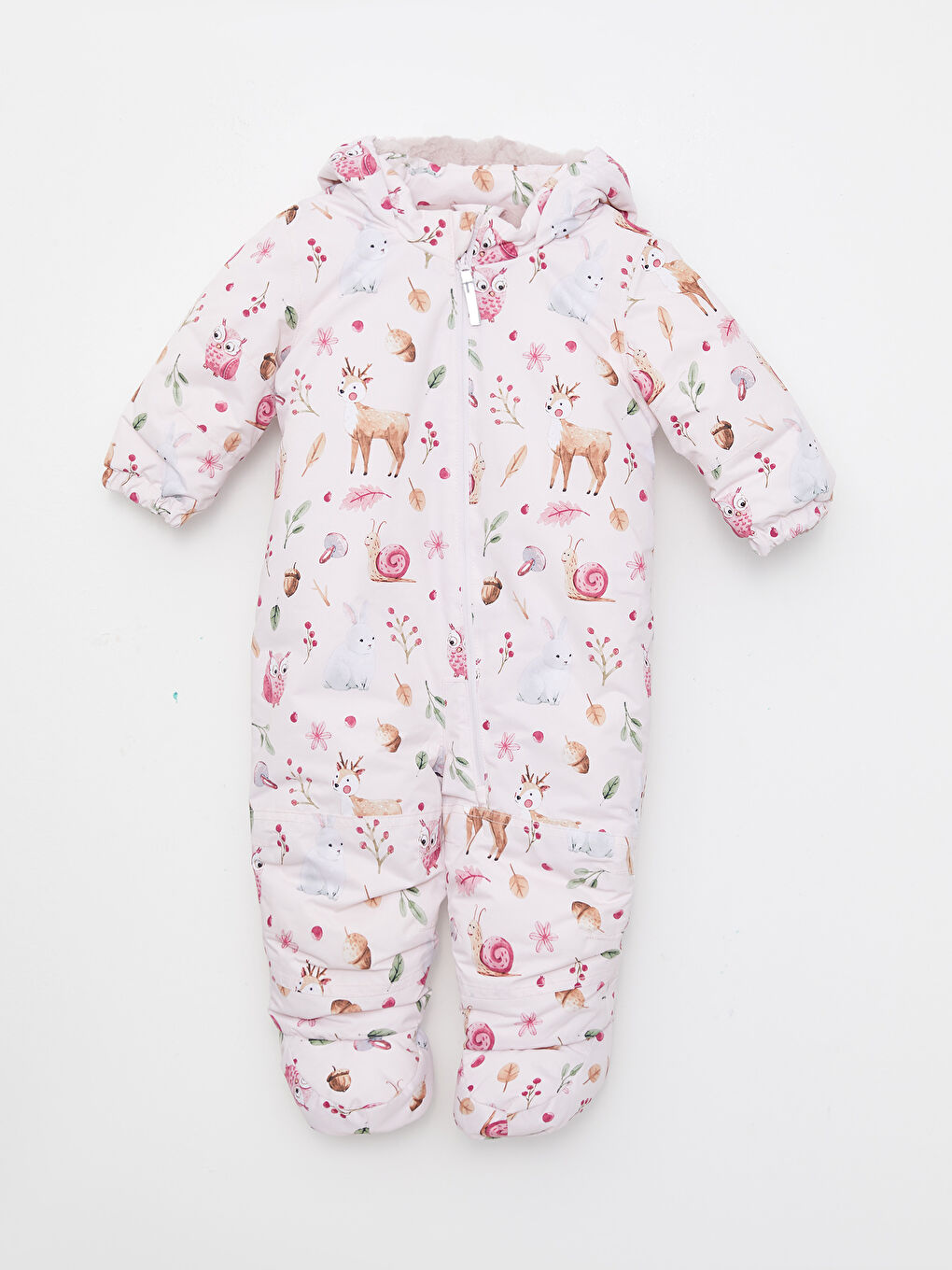 Hooded Long Sleeve Printed Baby Girl Snowsuit