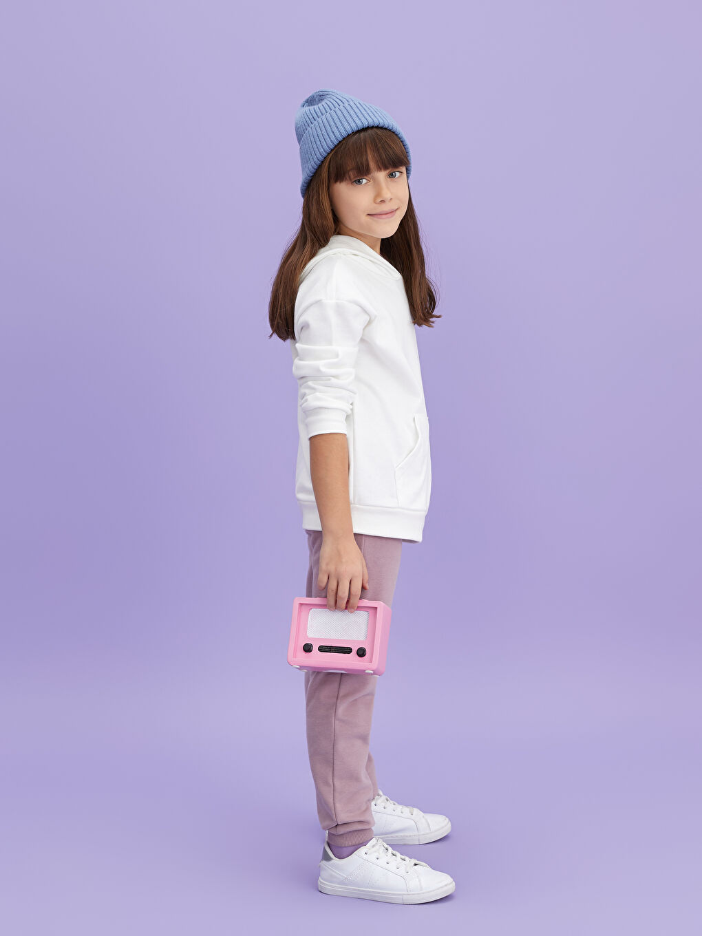 Lila Beli Lastikli Basic Kız Çocuk Jogger Eşofman Altı