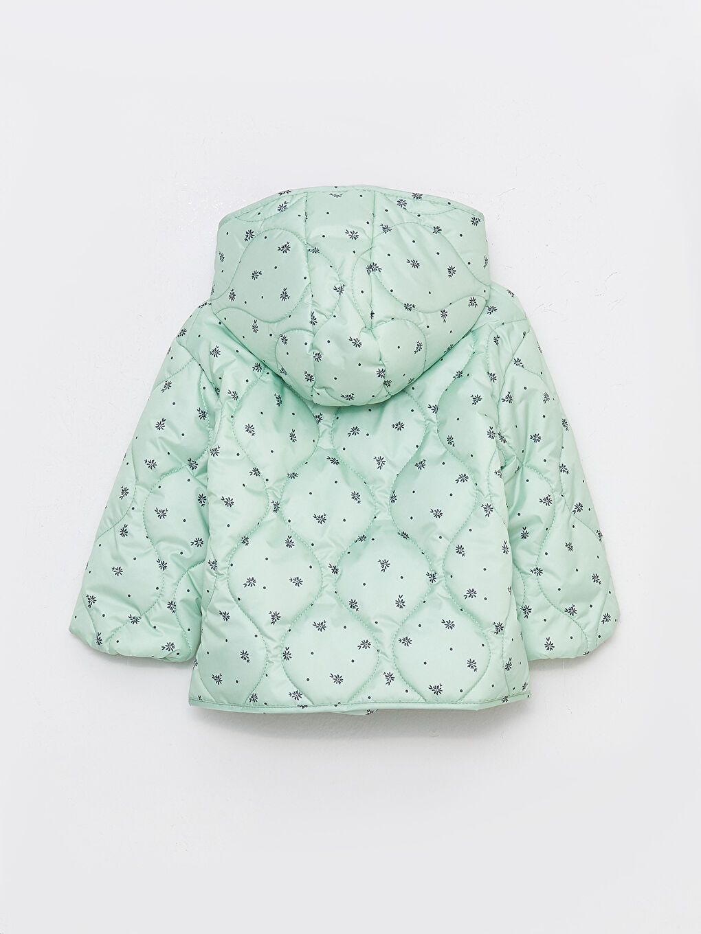 Hooded Long Sleeve Printed Baby Girl Coat-1