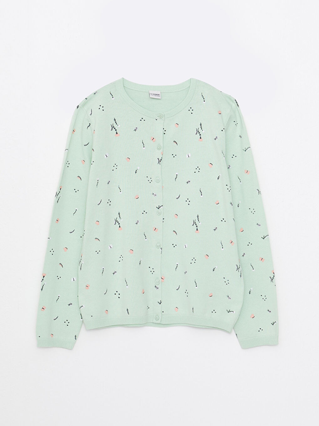 Кардиган трикотажный для девочек с круглым вырезом, узорчатый, с длинным рукавом