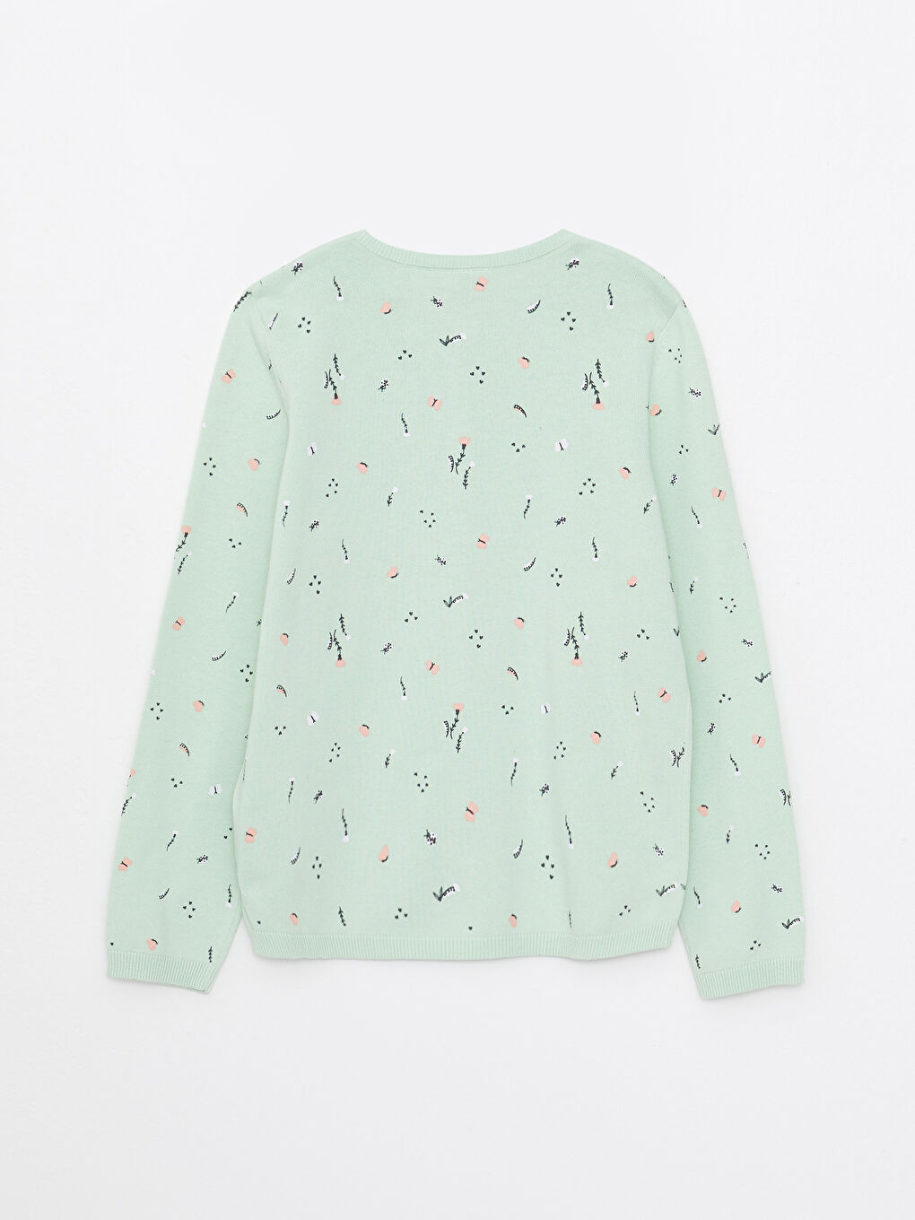 Кардиган трикотажный для девочек с круглым вырезом, узорчатый, с длинным рукавом-1