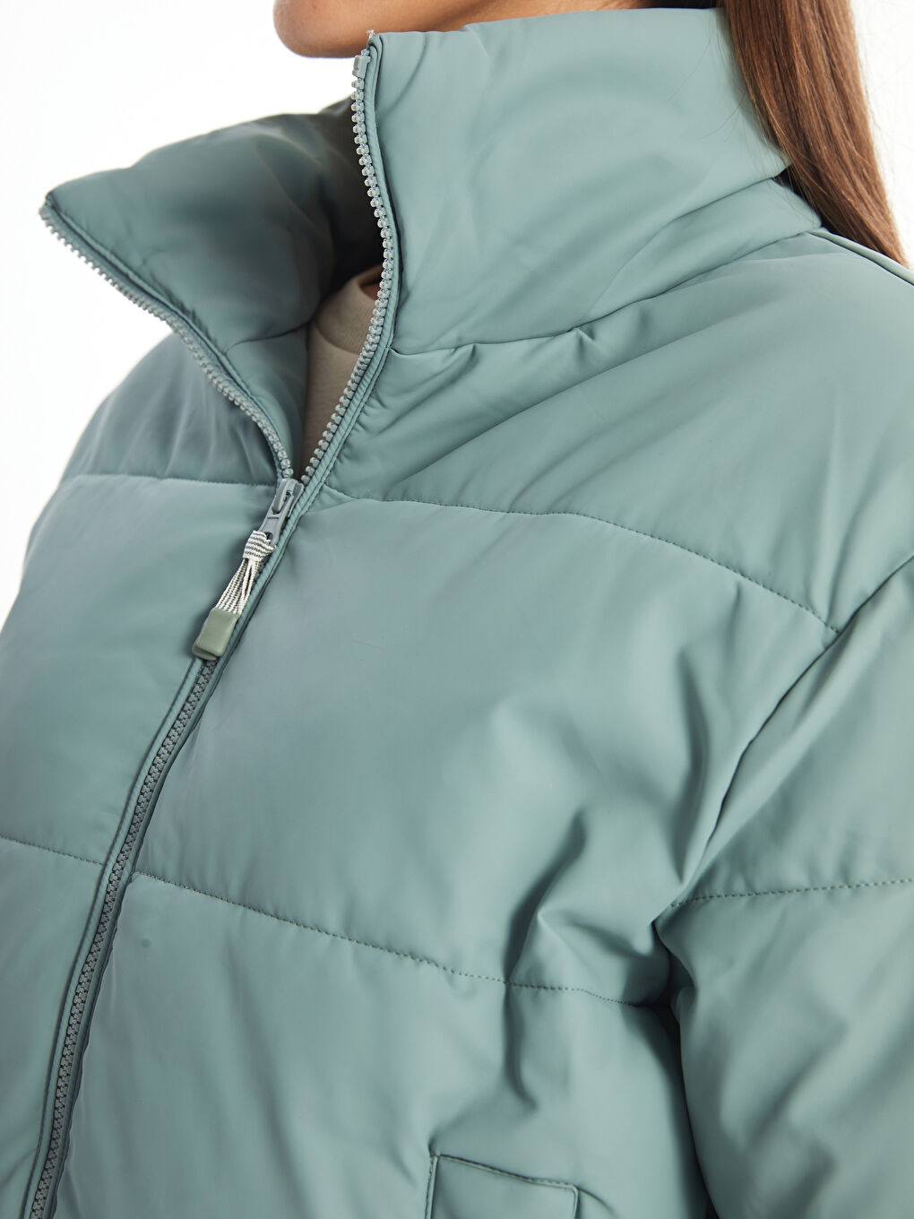 Geacă Matlasată cu Guler Tip Pâlnie pentru Femei-2