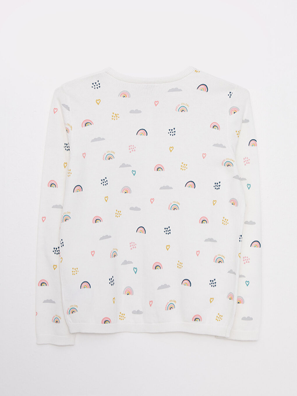 Crew Neck Patterned Long Sleeve Girls' Knitwear Cardigan-1