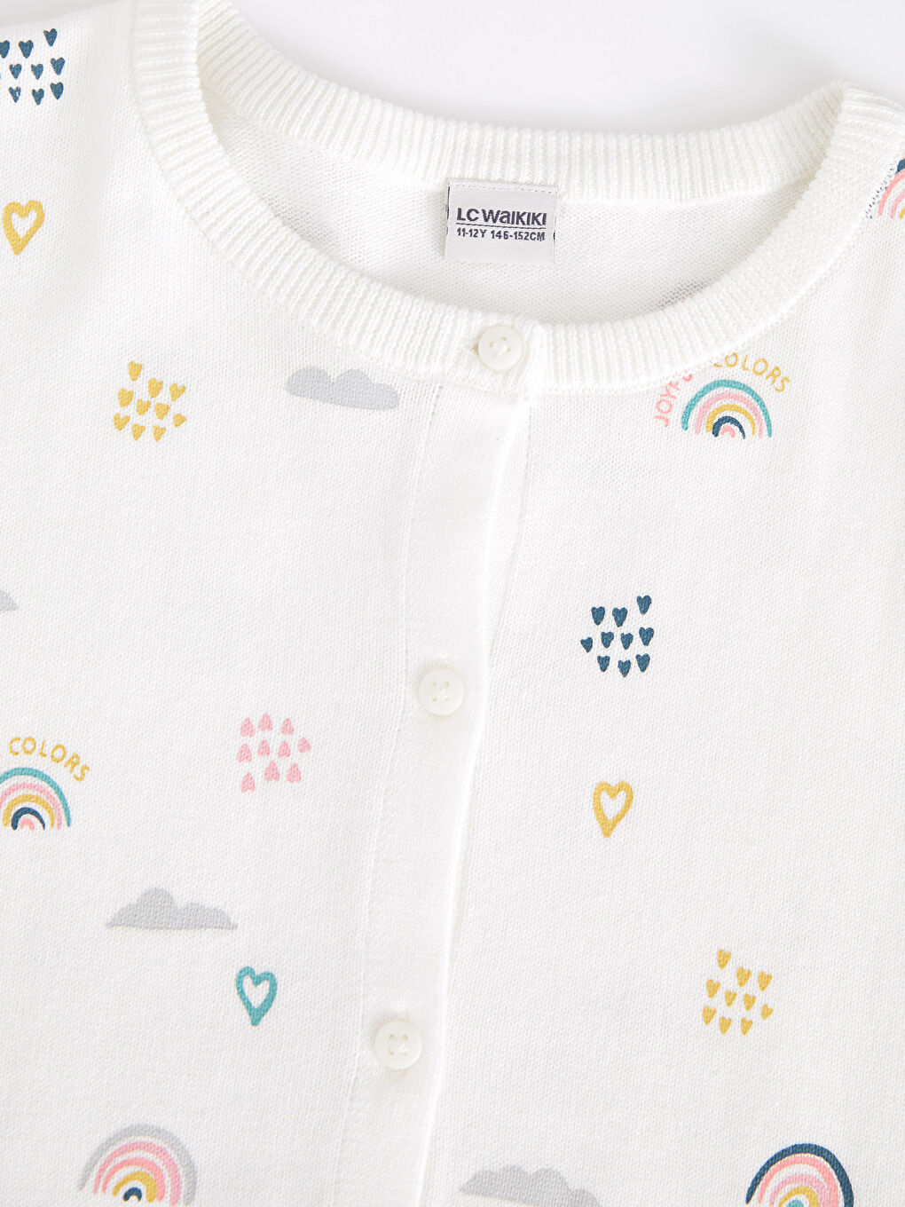 Crew Neck Patterned Long Sleeve Girls' Knitwear Cardigan-2