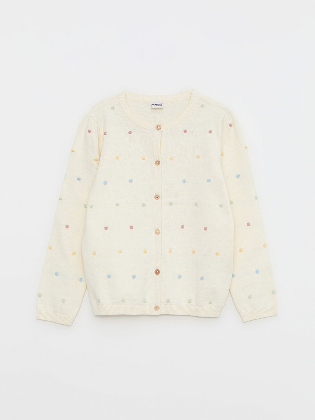 Crew Neck Patterned Long Sleeve Girls' Knitwear Cardigan-2