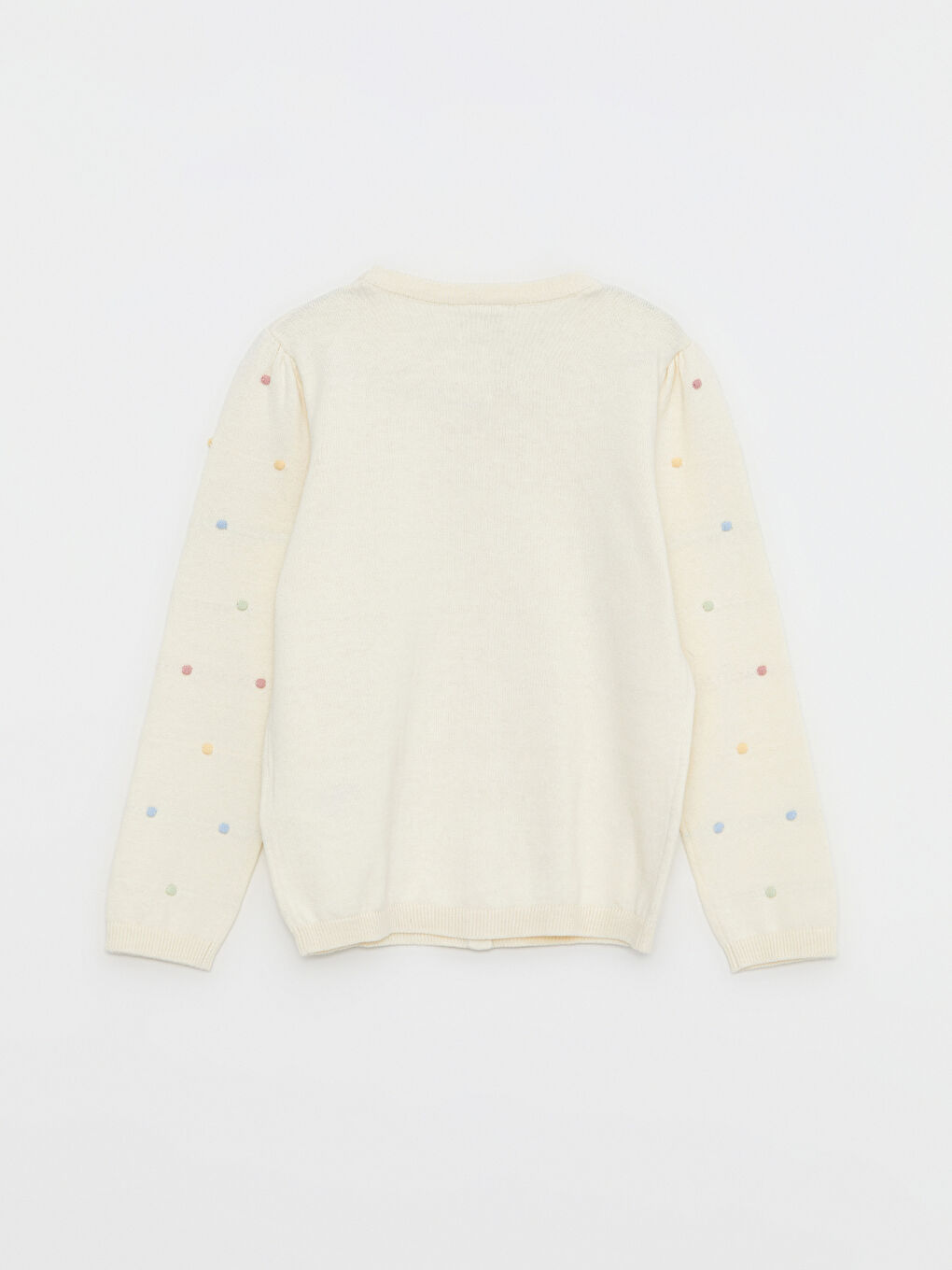 Crew Neck Patterned Long Sleeve Girls' Knitwear Cardigan-3