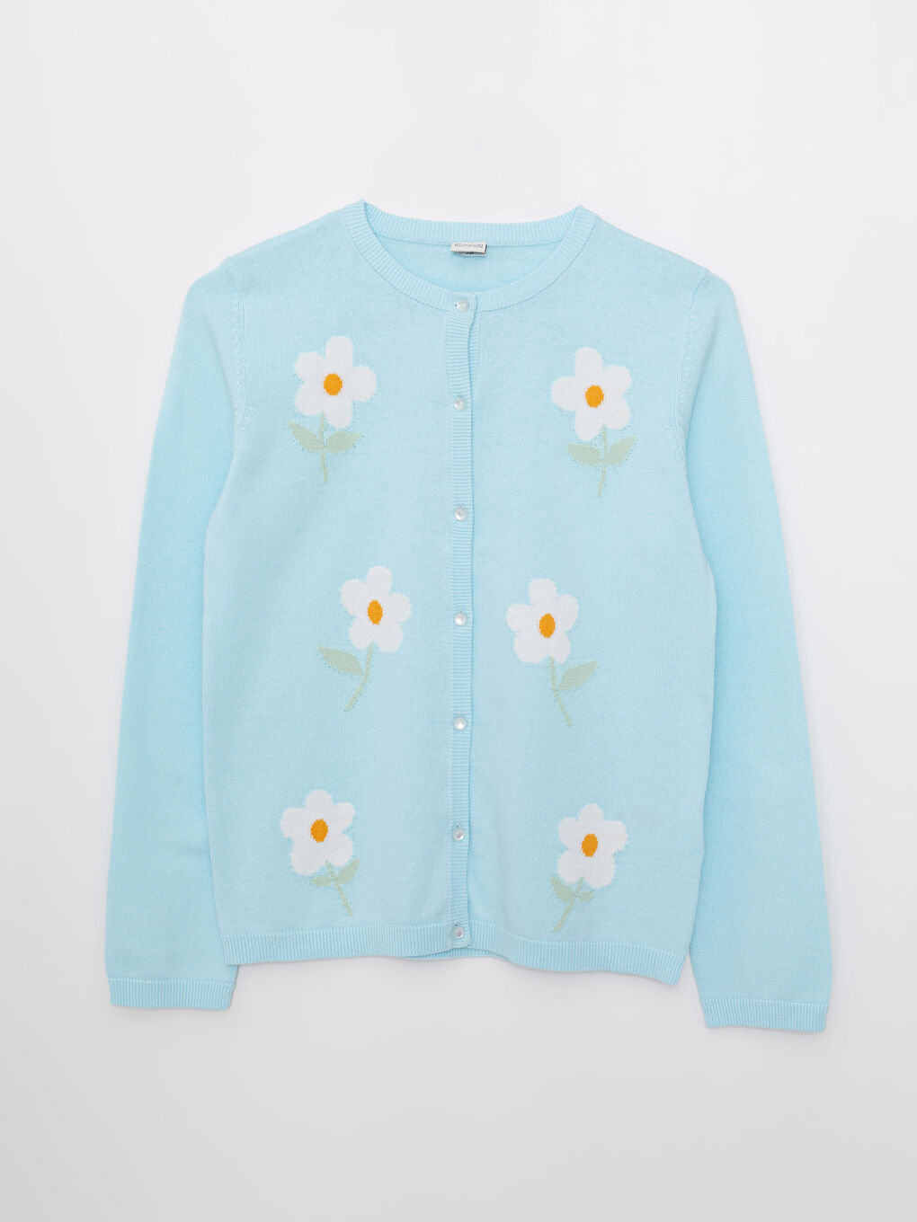 Кардиган трикотажный для девочек с круглым вырезом, узорчатый, с длинным рукавом