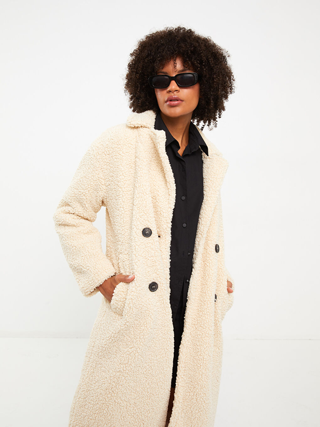 Jacket Collar Straight Long Sleeve Thick Women's Cachet Coat-1