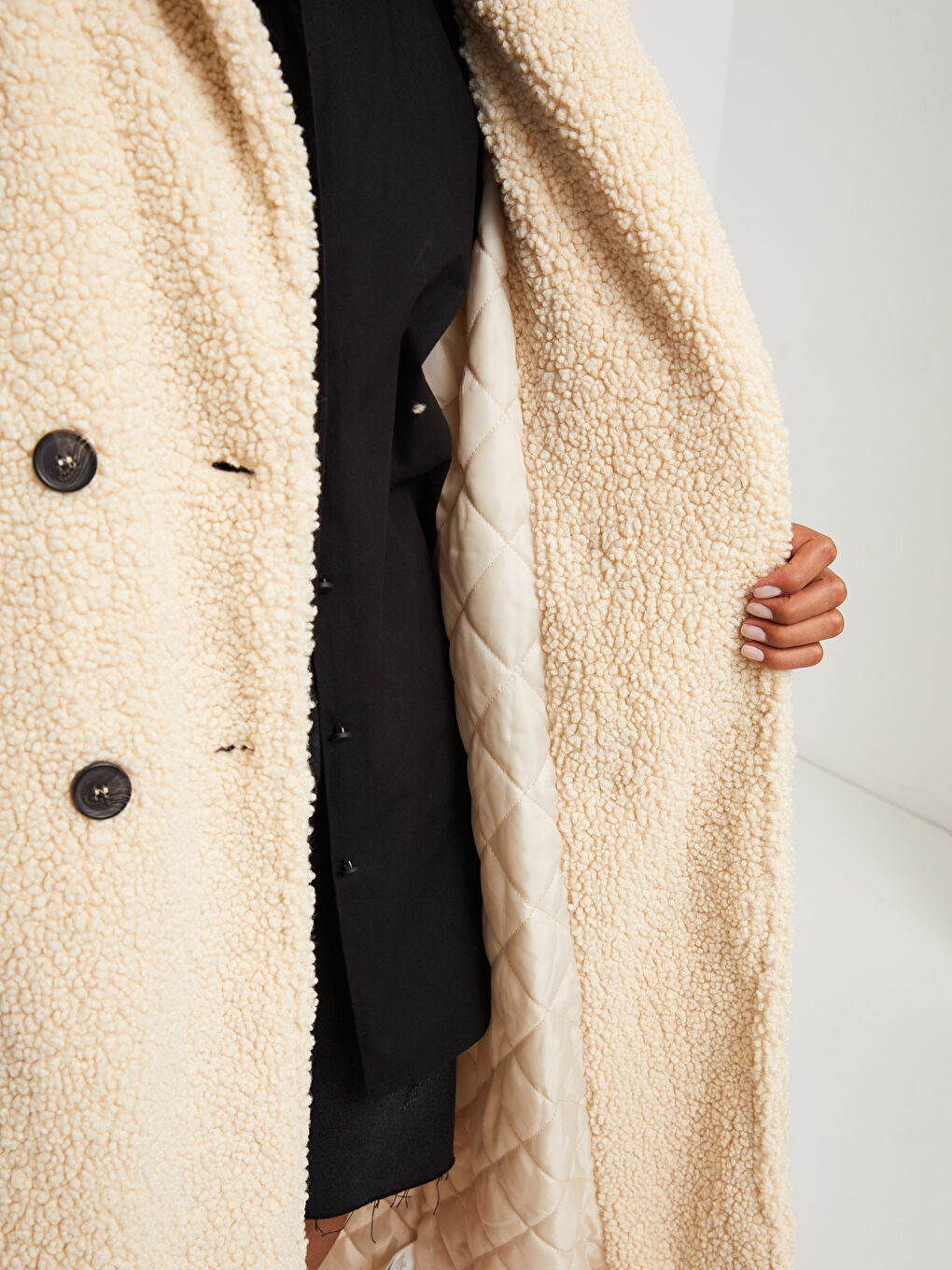 Jacket Collar Straight Long Sleeve Thick Women's Cachet Coat-3