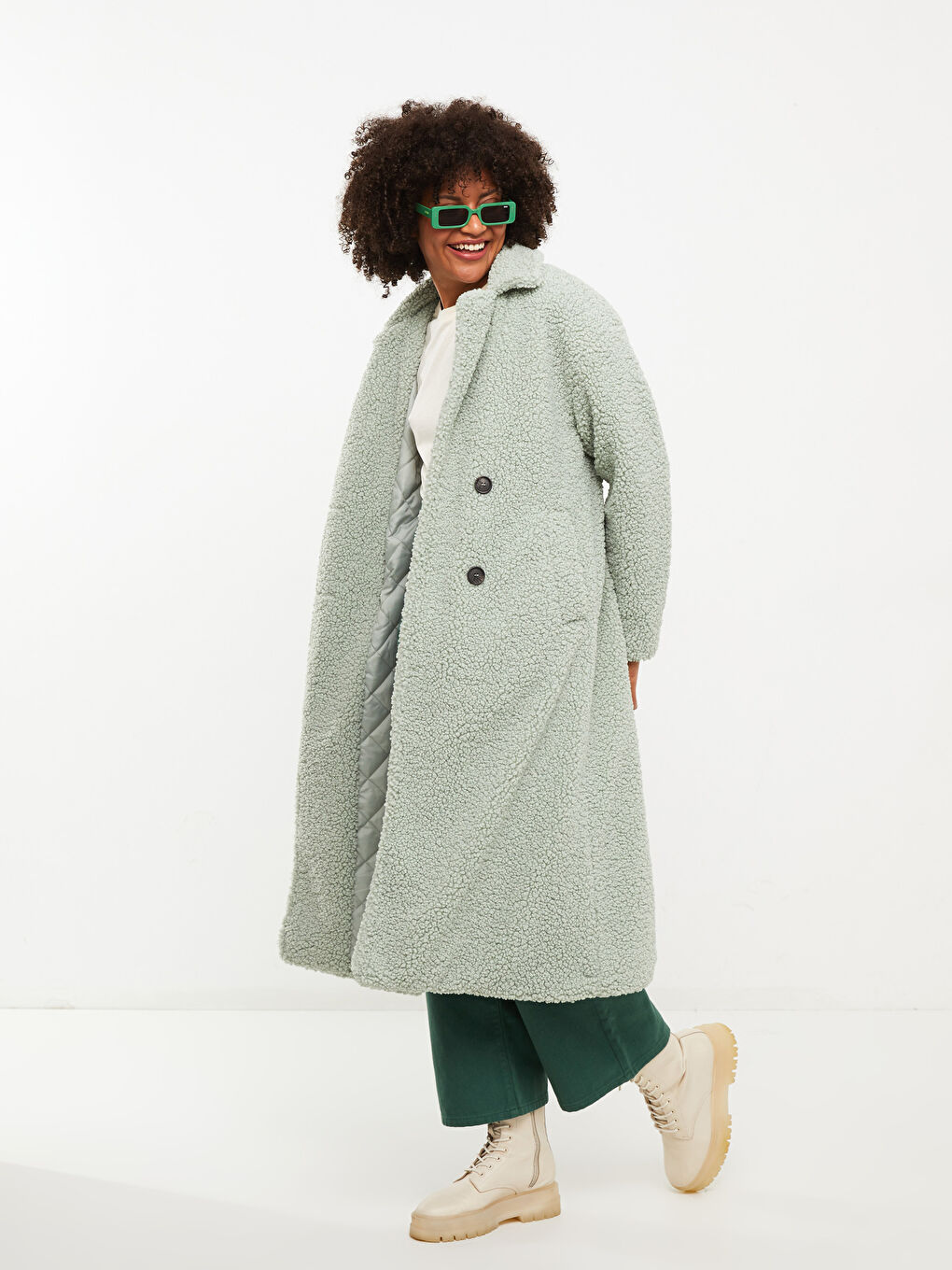 Jacket Collar Straight Long Sleeve Thick Women's Cachet Coat-1