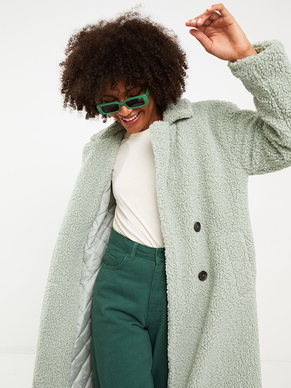 Jacket Collar Straight Long Sleeve Thick Women's Cachet Coat-2