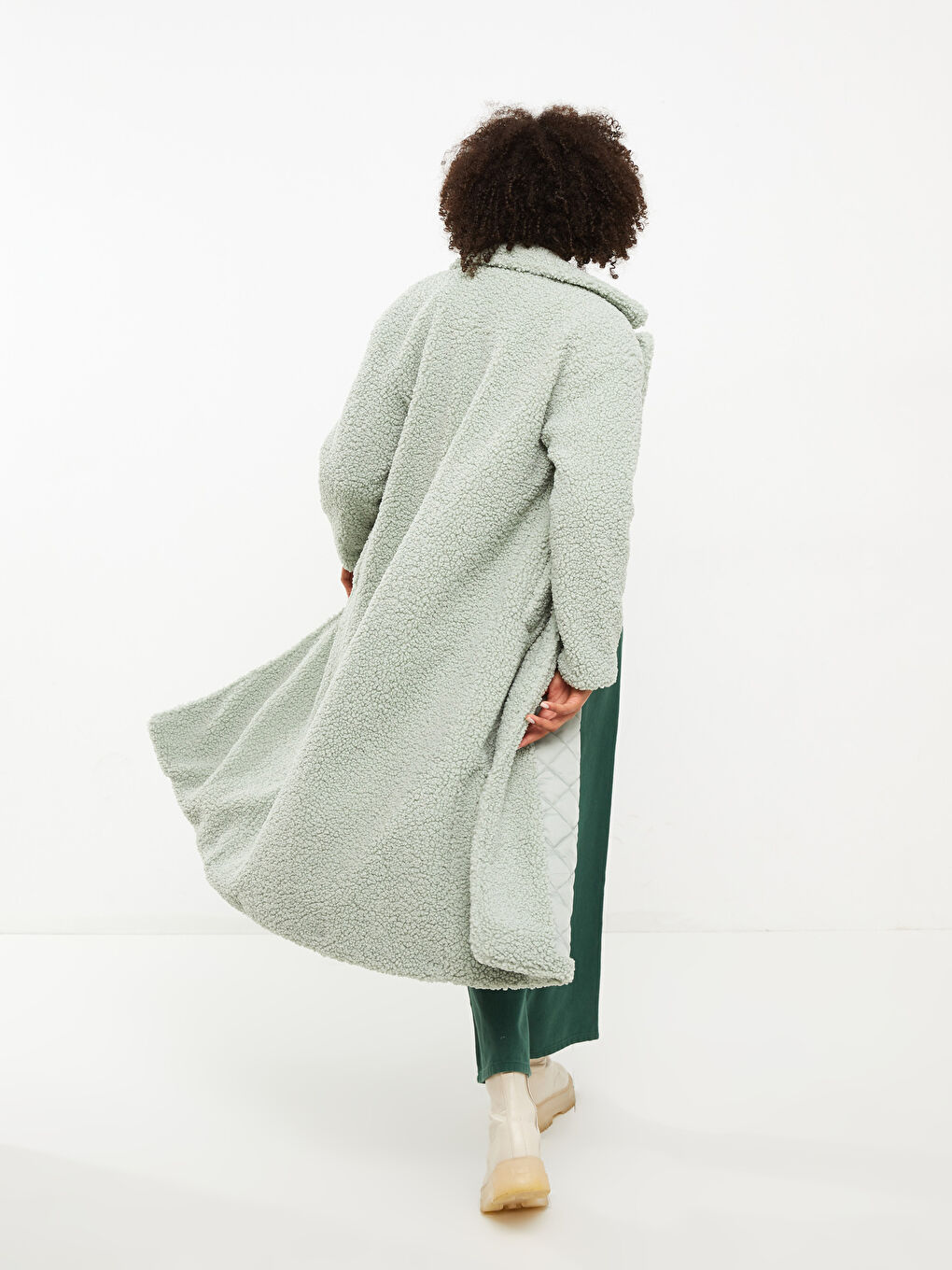 Jacket Collar Straight Long Sleeve Thick Women's Cachet Coat-5