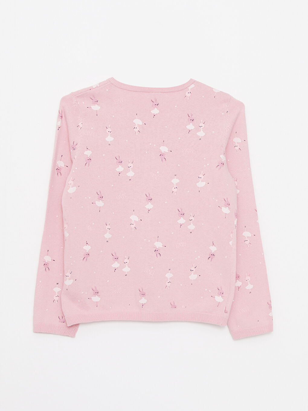 Crew Neck Patterned Long Sleeve Girls' Knitwear Cardigan-1