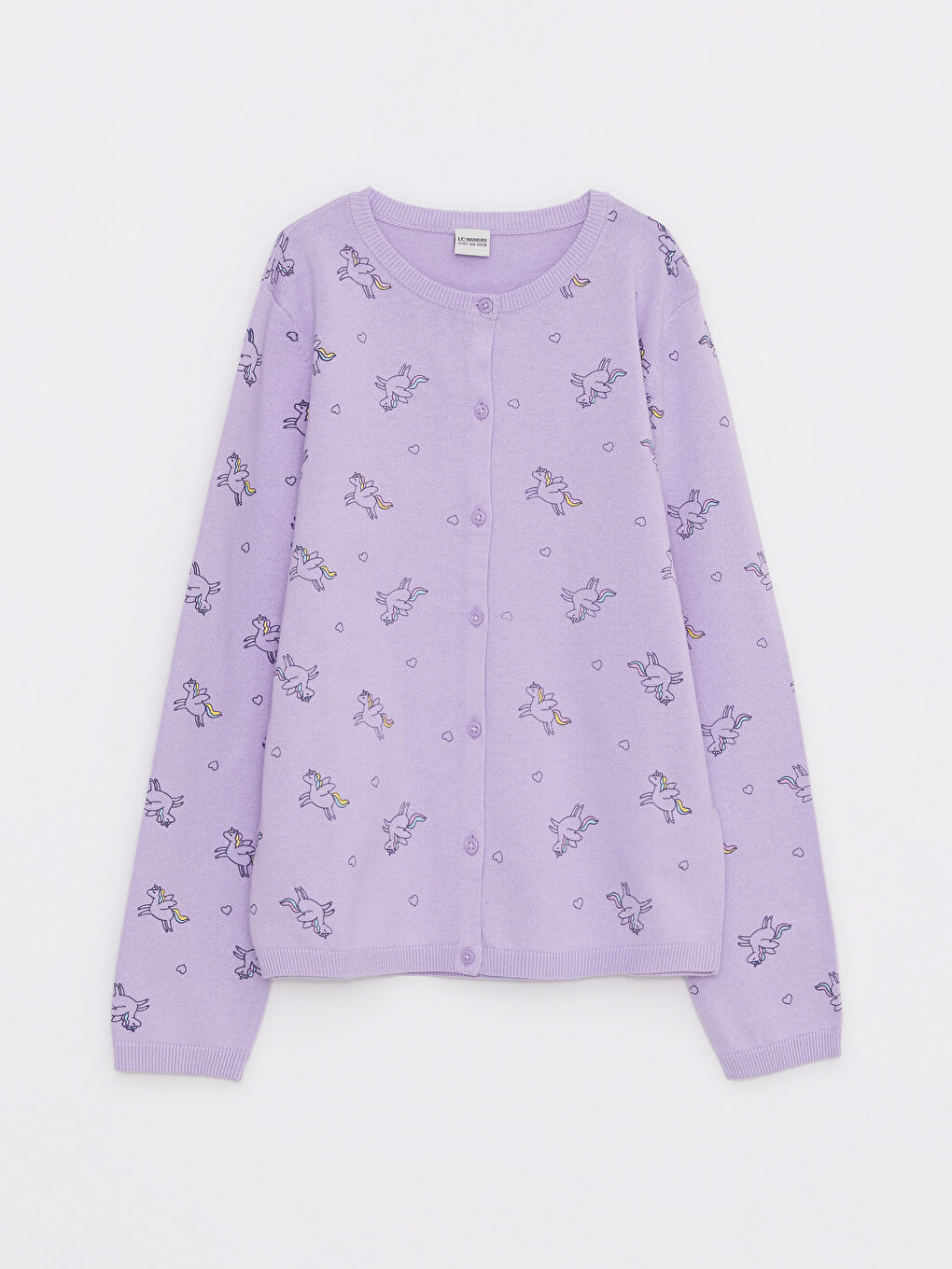 Crew Neck Patterned Long Sleeve Girls' Knitwear Cardigan