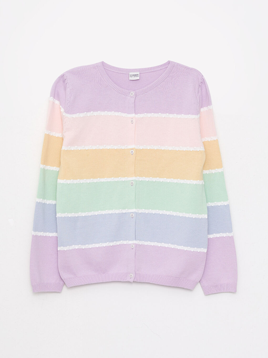 Karışık Bisiklet Yaka Renk Bloklu Uzun Kollu Kız Çocuk Triko Hırka-3