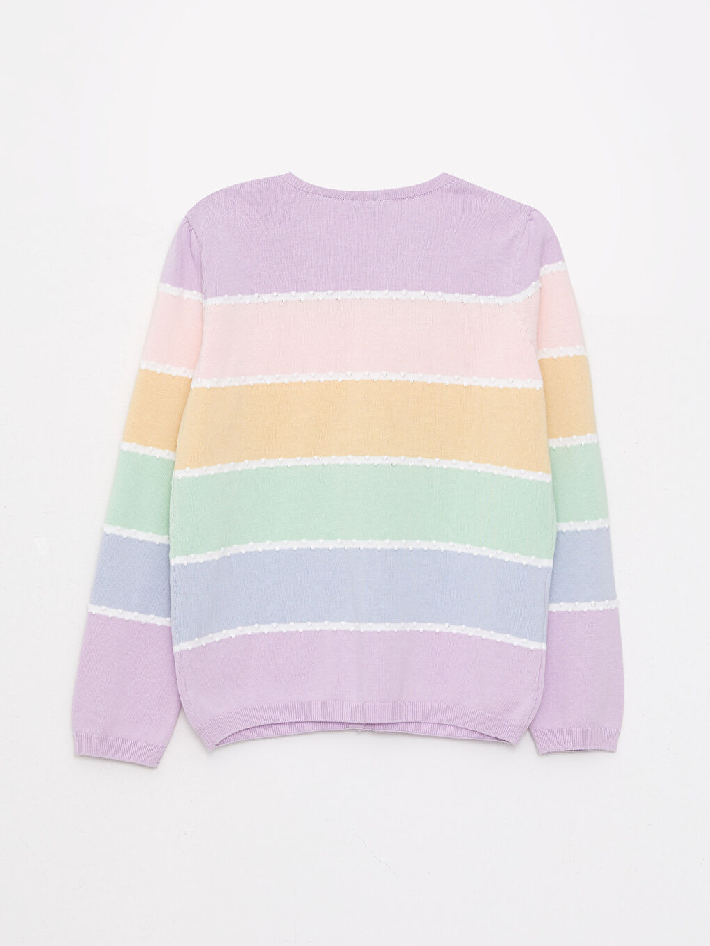 Karışık Bisiklet Yaka Renk Bloklu Uzun Kollu Kız Çocuk Triko Hırka-4