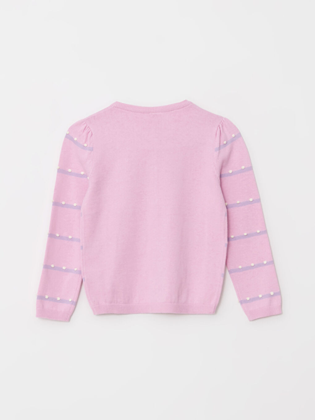 Дөңгелек жағалы жолақты ұзын жең қыз трикотаж кардиган-1