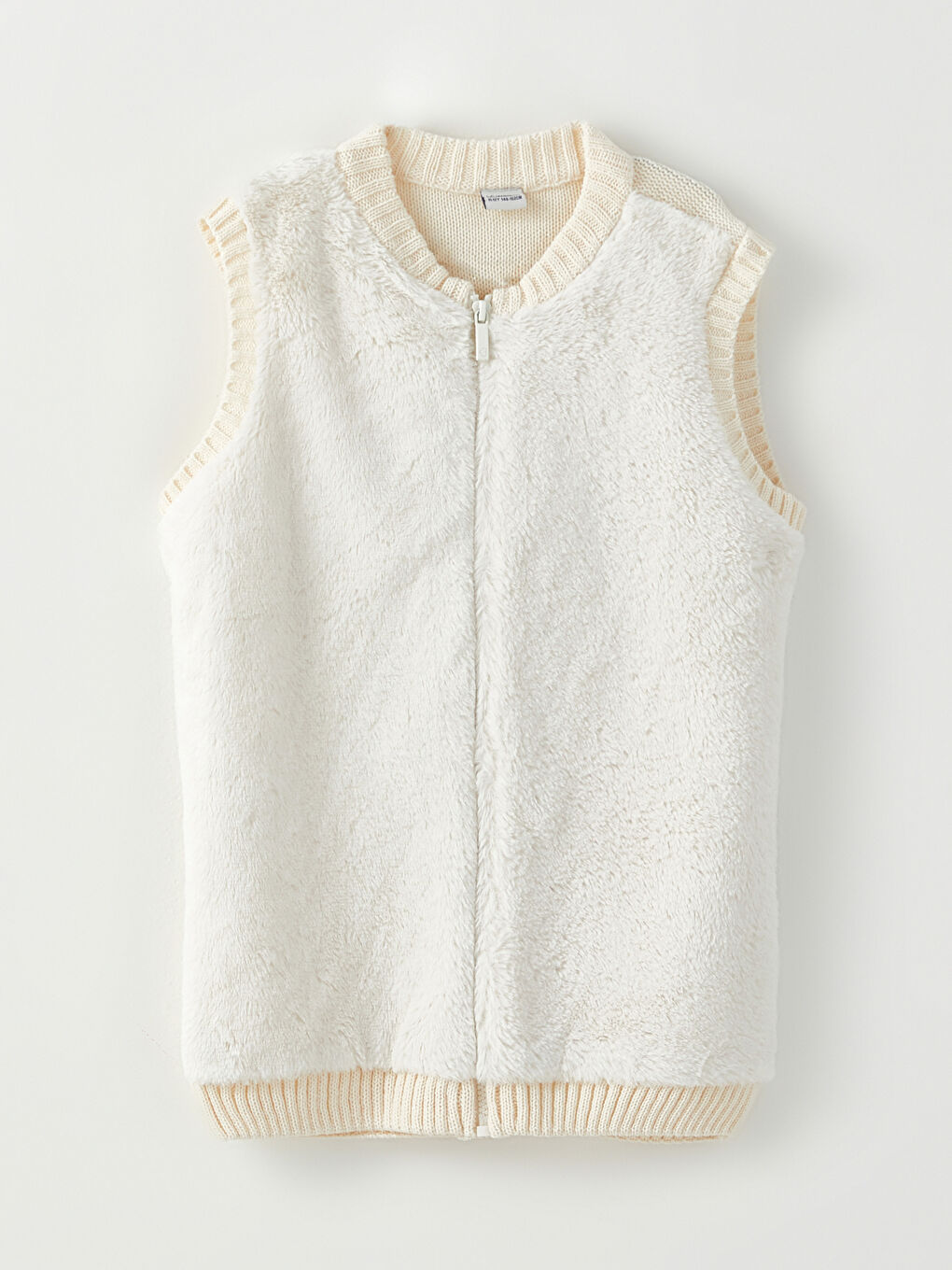 LC Waikiki Crew Neck Plush Detailed Tricot Girl Zippered Vest -W20790Z4-R9J