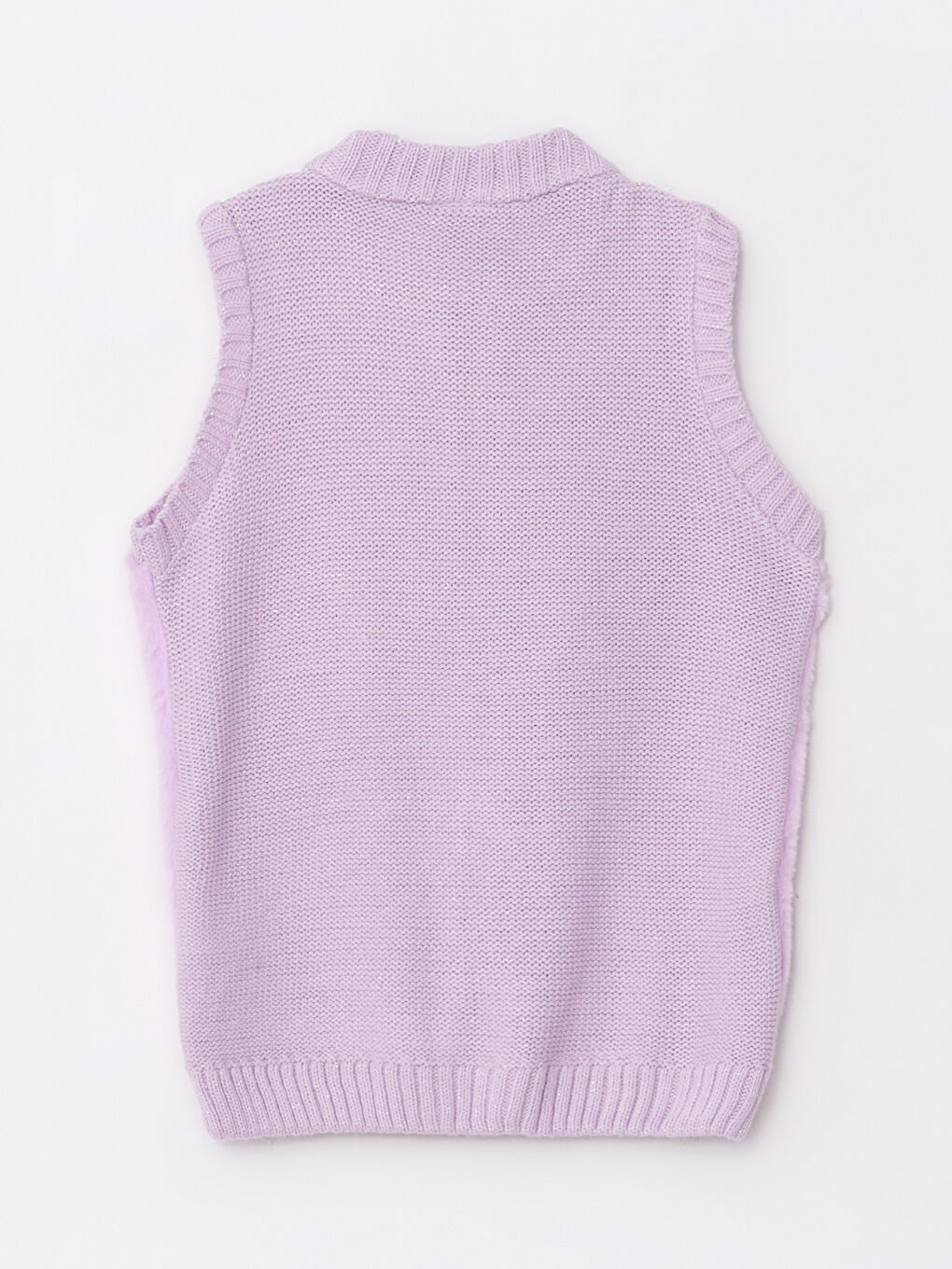 فيست بناتي تريكو بتفاصيل قطيفة وياقة دائرية وسوستة LCW Kids-1