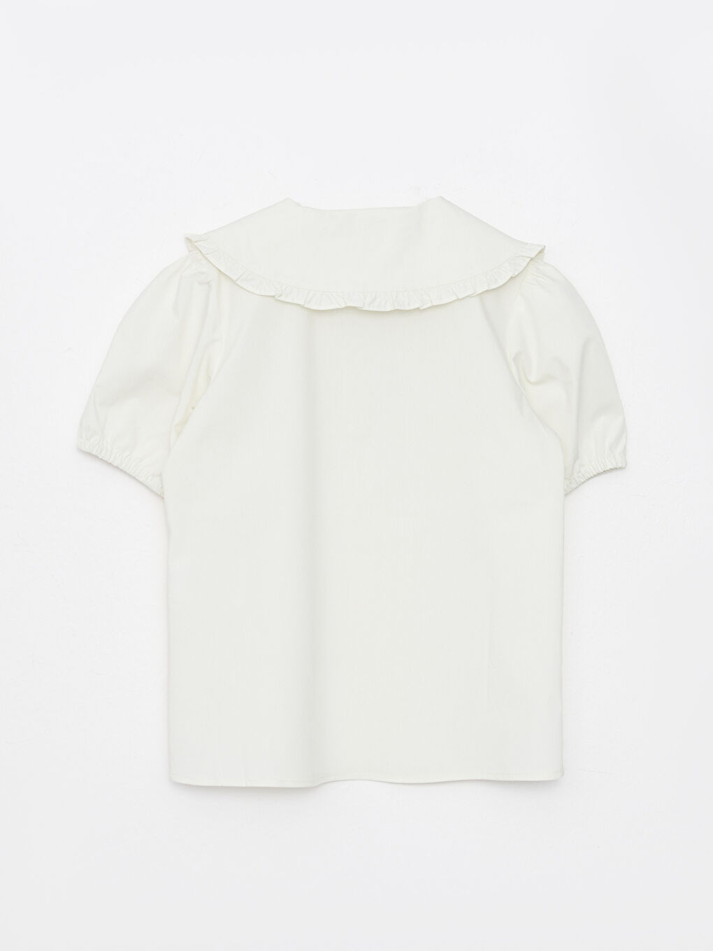 Baby Collar Basic Short Sleeve Poplin Girl's Blouse-1