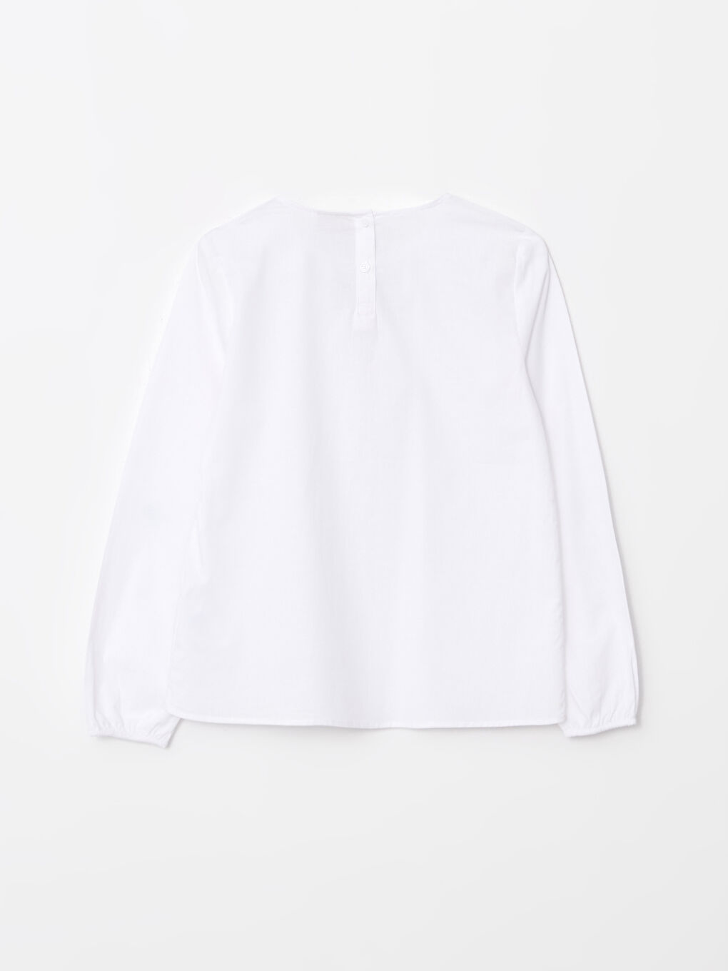 Baby Collar Basic Long Sleeve Poplin Girl's Blouse-1