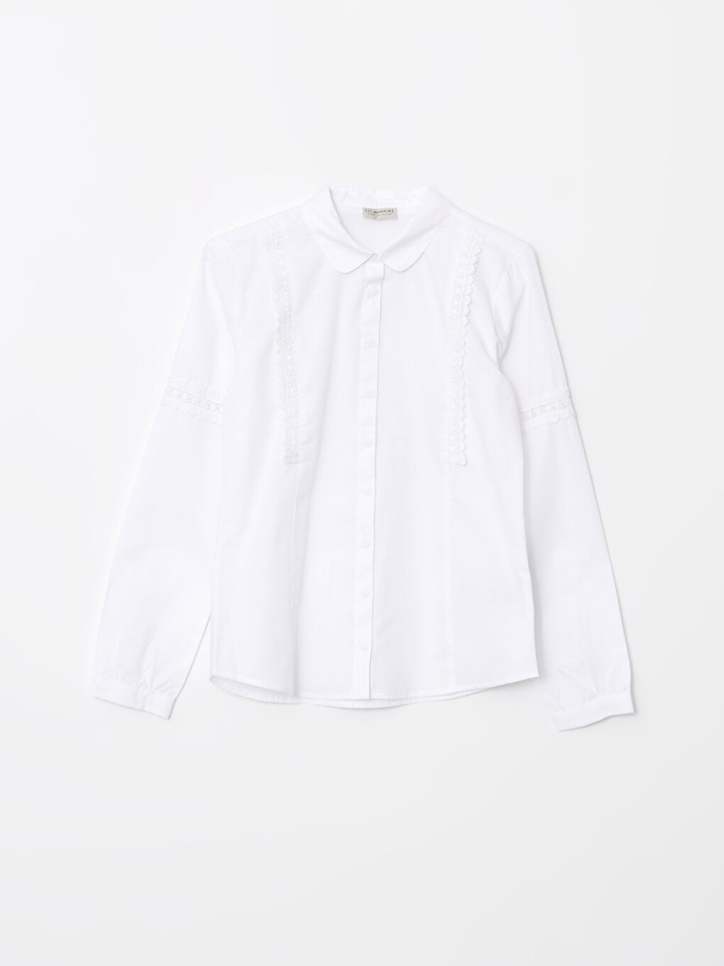 LCW Kids Lace Detailed Long Sleeve Poplin Girl Shirt -W20812Z4-R9K