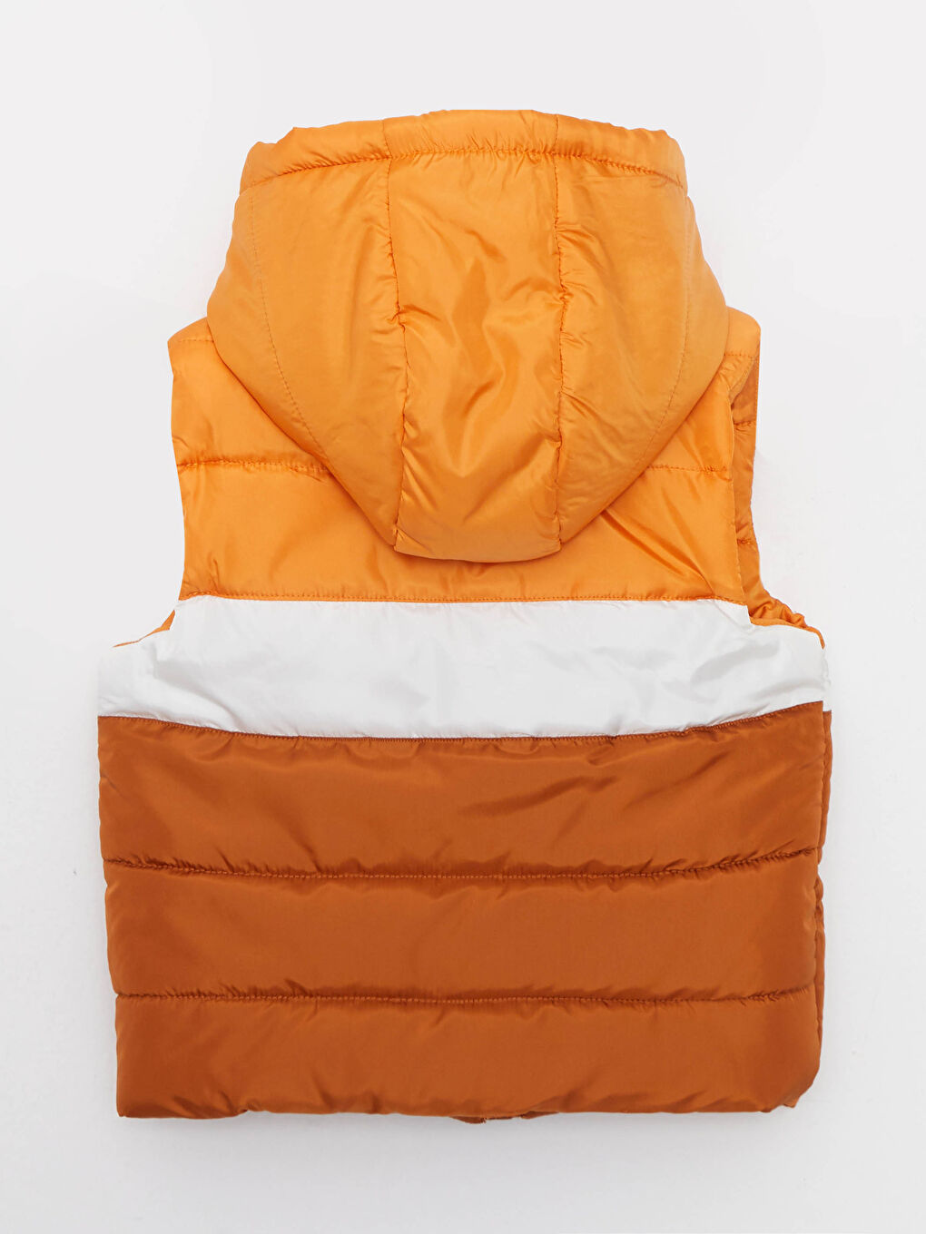 Turuncu Kapüşonlu Renk Bloklu Erkek Bebek Şişme Yelek-1