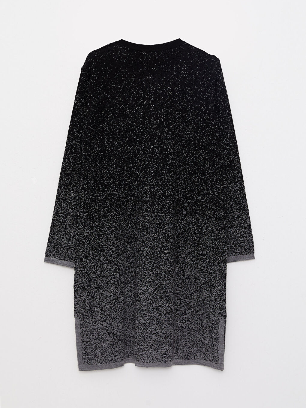 Siyah Bisiklet Yaka Desenli Uzun Kollu Kadın Hırka-6