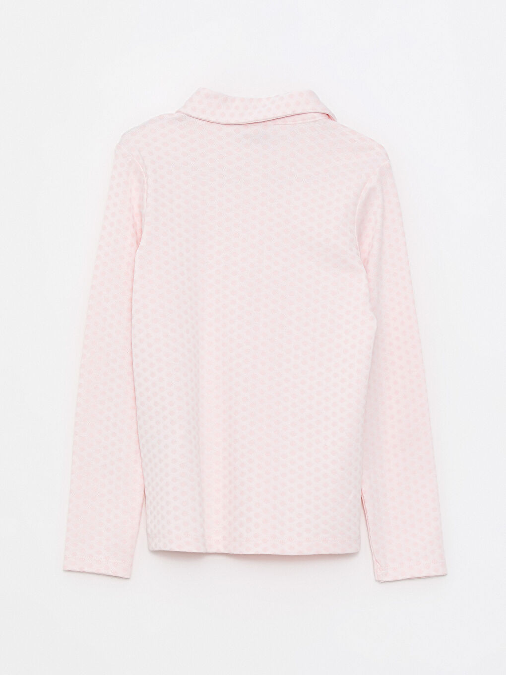 Polo Neck Self-Patterned Long Sleeve Girl's T-Shirt-1