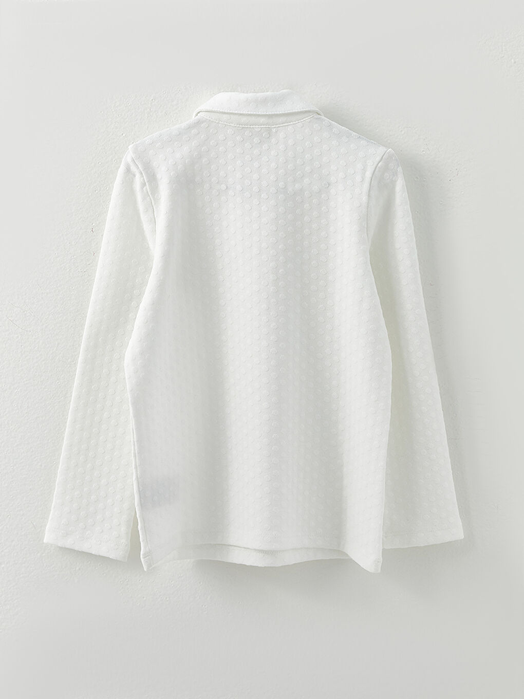 Polo Neck Self-Patterned Long Sleeve Girl's T-Shirt -W20830Z4-R9J