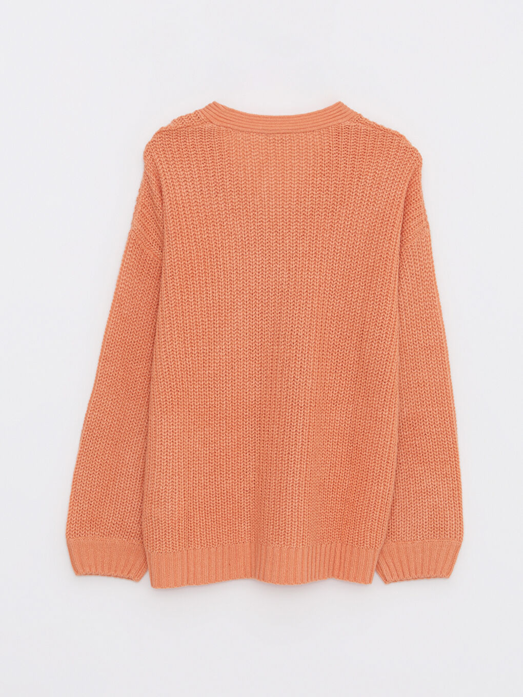 V Neck Basic Long Sleeve Girls' Knitwear Cardigan-1