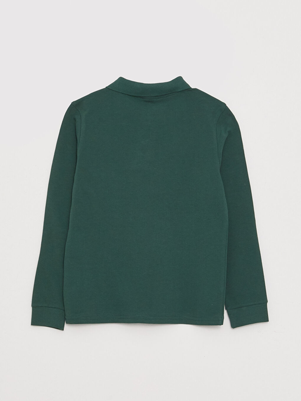 Yeşil Polo Yaka Basic Uzun Kollu Erkek Çocuk Tişört-1